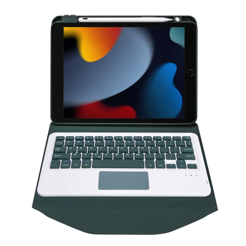 Z102B-A For iPad 10.2 (2021) / (2019) / (2020) Wireless BT Keyboard Case with Touchpad Scratch-Proof Cover Tablet Case - Midnight Green