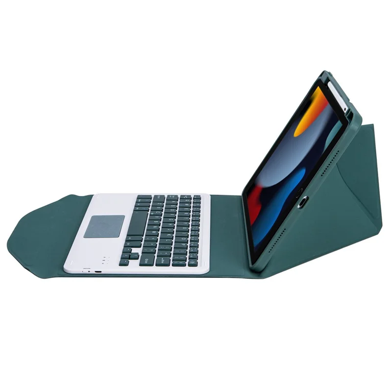 Z102B-A For iPad 10.2 (2021) / (2019) / (2020) Wireless BT Keyboard Case with Touchpad Scratch-Proof Cover Tablet Case - Midnight Green