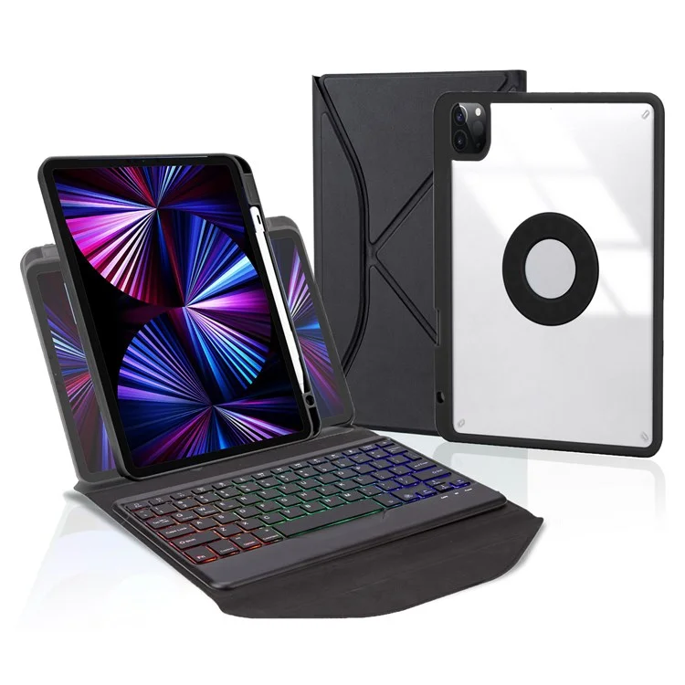 Z11BS Para Ipad Pro 11 Pulgadas (2018)/(2020)/(2021) Case de Lápiz de Lápiz de Lápiz de Tapa de Tope Protectora de Teclado de Teclado a 30)/(2021) - Negro