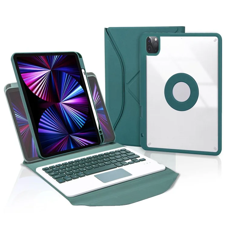 Z11B-A For iPad Pro 11 (2018) / (2020) / (2021) Bluetooth-compatible Keyboard Case with TouchPad Protective Cover Tablet Case with Pencil Slot - Midnight Green