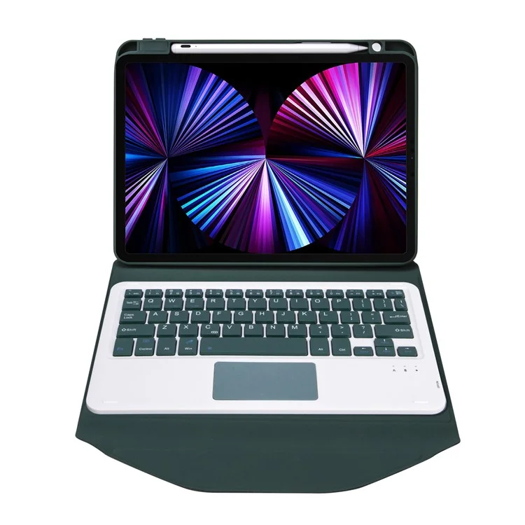 Z11B-A For iPad Pro 11 (2018) / (2020) / (2021) Bluetooth-compatible Keyboard Case with TouchPad Protective Cover Tablet Case with Pencil Slot - Midnight Green