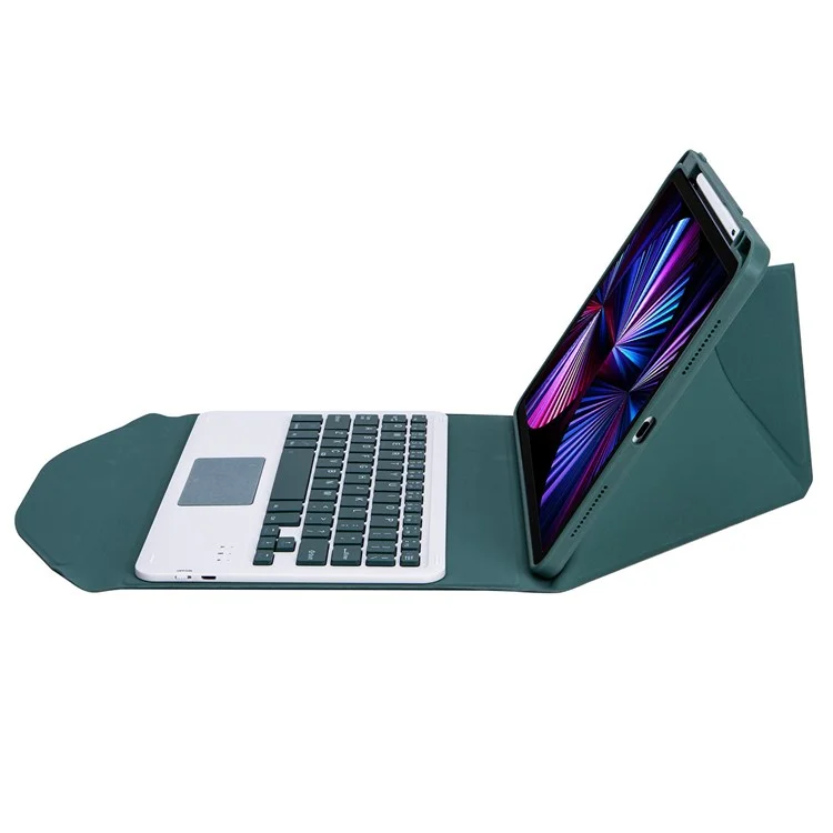 Z11B-A For iPad Pro 11 (2018) / (2020) / (2021) Bluetooth-compatible Keyboard Case with TouchPad Protective Cover Tablet Case with Pencil Slot - Midnight Green