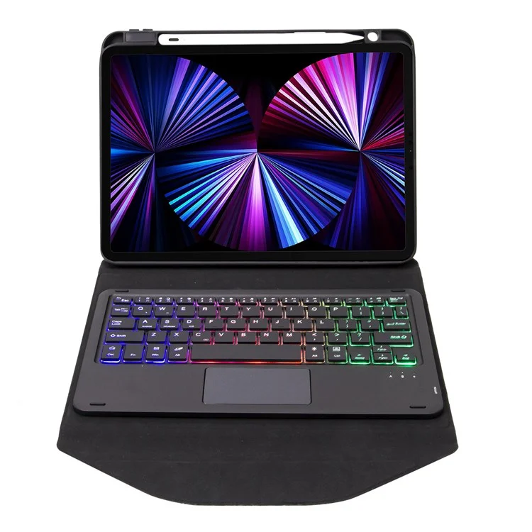 Z11B-AS Para Ipad Pro de 11 Pulgadas (2018)/(2020)/(2021) Case de Teclado Bluetooth Desmontable Con Cubierta de Tableta Anti-drop Retroceso de 3 Colores Con Cubierta de Tableta Anti-drop Con Ranura Para Lápiz - Negro