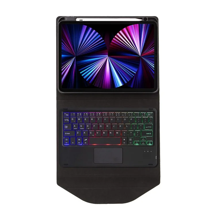 Z11B-AS Para Ipad Pro de 11 Pulgadas (2018)/(2020)/(2021) Case de Teclado Bluetooth Desmontable Con Cubierta de Tableta Anti-drop Retroceso de 3 Colores Con Cubierta de Tableta Anti-drop Con Ranura Para Lápiz - Negro