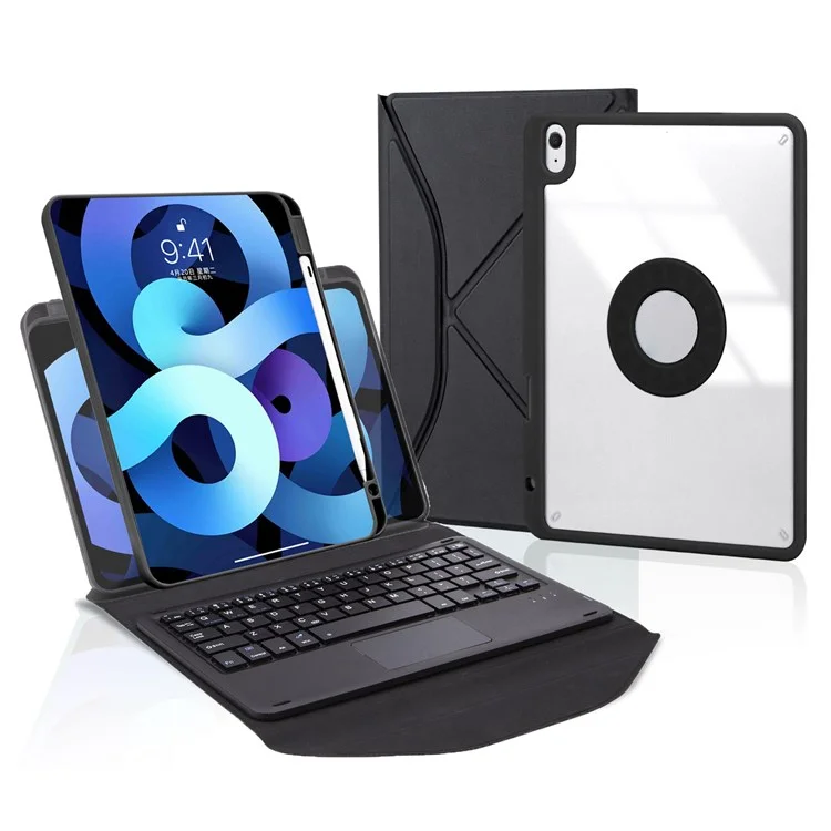 Z098B-A Para Ipad Air (2020)/(2022) Case de Teclado BT Inalámbrico Con Caja de Tableta de Cubierta Protectora a Prueba de Rasguño Con Ranura de Lápiz - Negro
