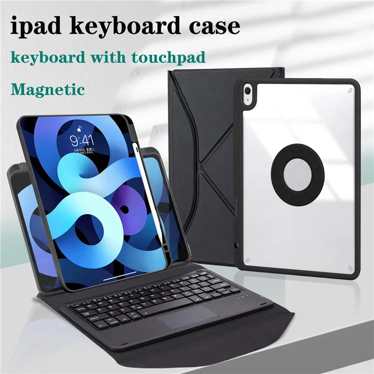 Z098B-A Para Ipad Air (2020)/(2022) Case de Teclado BT Inalámbrico Con Caja de Tableta de Cubierta Protectora a Prueba de Rasguño Con Ranura de Lápiz - Negro