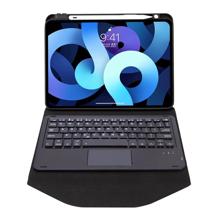 Z098B-A Para Ipad Air (2020)/(2022) Case de Teclado BT Inalámbrico Con Caja de Tableta de Cubierta Protectora a Prueba de Rasguño Con Ranura de Lápiz - Negro