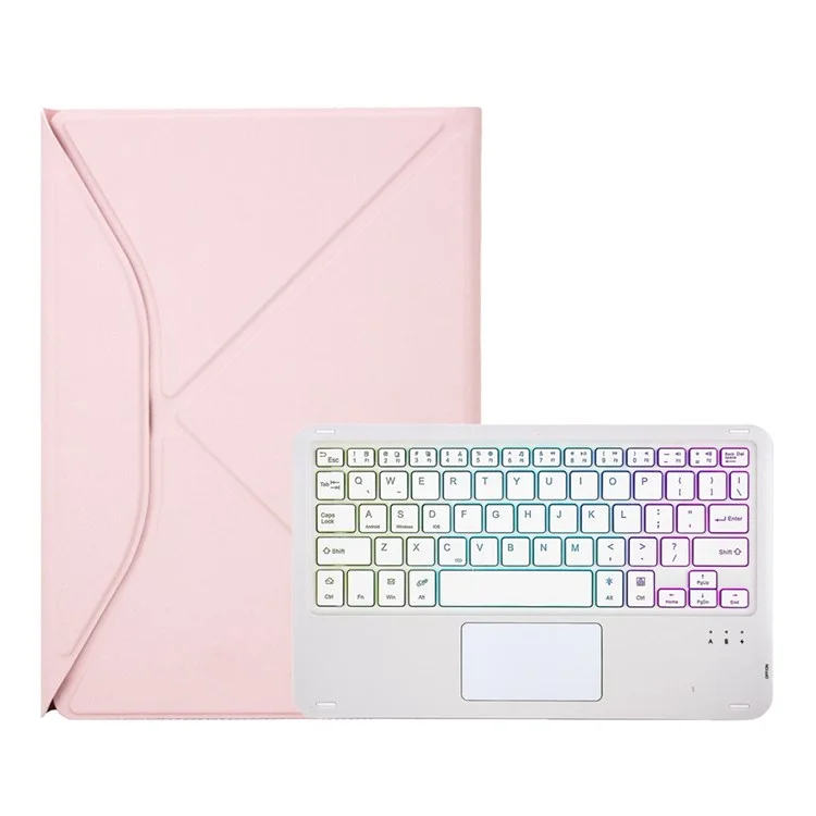 Z098b-as Für Ipad Air (2020)/(2022) 3-farben-bluetooth-tastaturgehäuse Mit Biglit-bluetooth-tastatur Mit Touchpad Anti-droge-schutzabdeckung Pencil Slot Design Tablet Case - Rosa