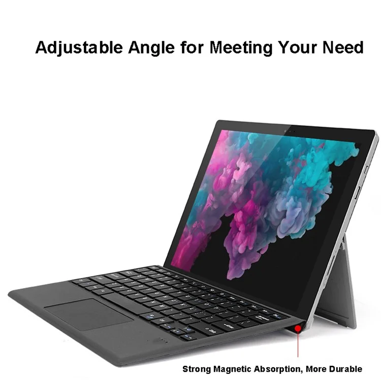 1089D для Microsoft Surface Pro 3 / 4 / 5 / 6 / 7 Клавиатура с цветной подсветкой Magnetic Adsorption Bluetooth Wireless с сенсорной панелью