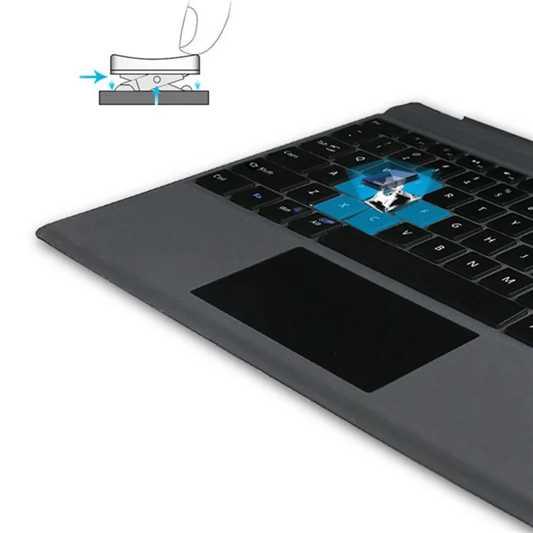 1089D для Microsoft Surface Pro 3 / 4 / 5 / 6 / 7 Клавиатура с цветной подсветкой Magnetic Adsorption Bluetooth Wireless с сенсорной панелью