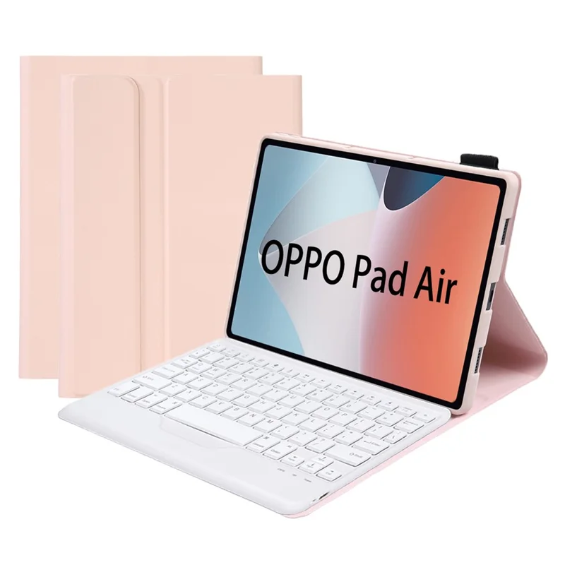OP12-B For Oppo Pad Air 10.4-inch Protective Case with Removable Bluetooth-compatible Keyboard Anti-Drop Leather Stand Cover - Pink