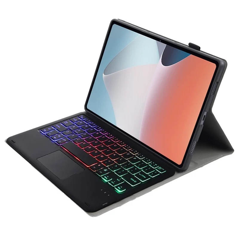 OP12-AS Für Oppo Pad Air 10,4-Zoll PU-Leder Kratzfester Case 3-Farben Hintergrundbeleuchtung Bluetooth-kompatibles Tastatur mit TouchPad - Schwarz