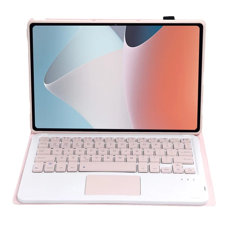 OP12-A For Oppo Pad Air 14-inch Shockproof Stand Case + Bluetooth-compatible Keyboard with TouchPad Protective Leather Folio Flip Cover - Pink