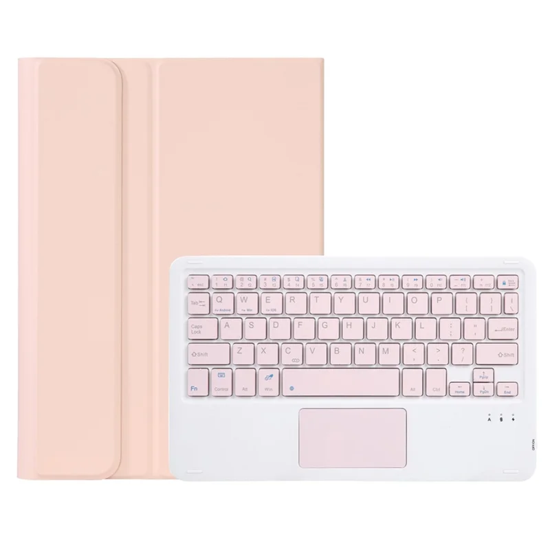 OP12-A For Oppo Pad Air 14-inch Shockproof Stand Case + Bluetooth-compatible Keyboard with TouchPad Protective Leather Folio Flip Cover - Pink