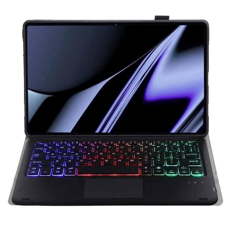 OP11-AS For Oppo Pad 11-inch PU Leather Protective Case + Detachable Bluetooth-compatible Keyboard with 3-Color Backlit  / TouchPad - Black