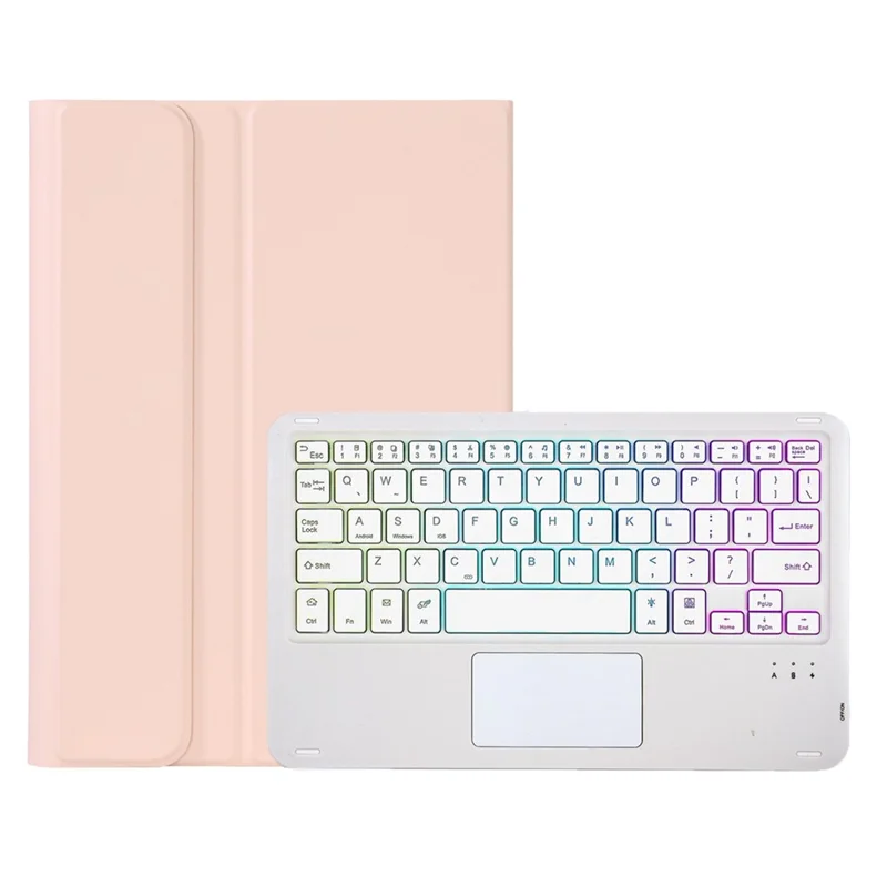 OP11-AS For Oppo Pad 11-inch PU Leather Protective Case + Detachable Bluetooth-compatible Keyboard with 3-Color Backlit  / TouchPad - Pink