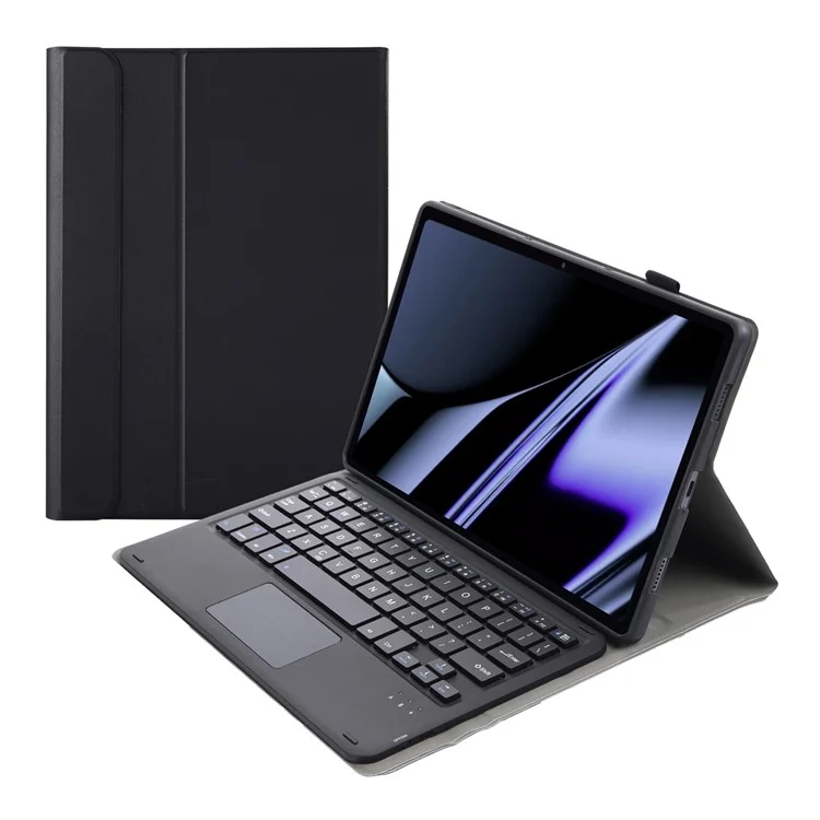OP11-A For Oppo Pad 11-inch Shockproof Leather Case + Bluetooth-compatible Keyboard with TouchPad Anti-Fall Stand Cover - Black