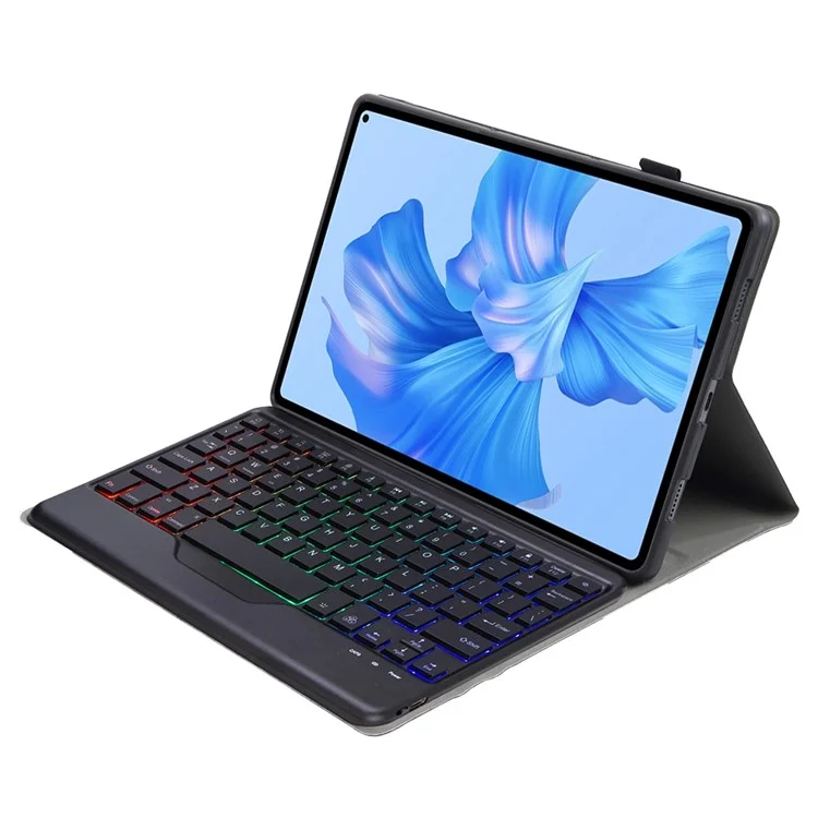 AHW12-BS Per Huawei Matepad Pro 11 (2022) Copertina di Copertura Per Supporto in Pelle Con Tastiera Bluetooth Retroilluminazione a Tre Colori Staccabile - Nero