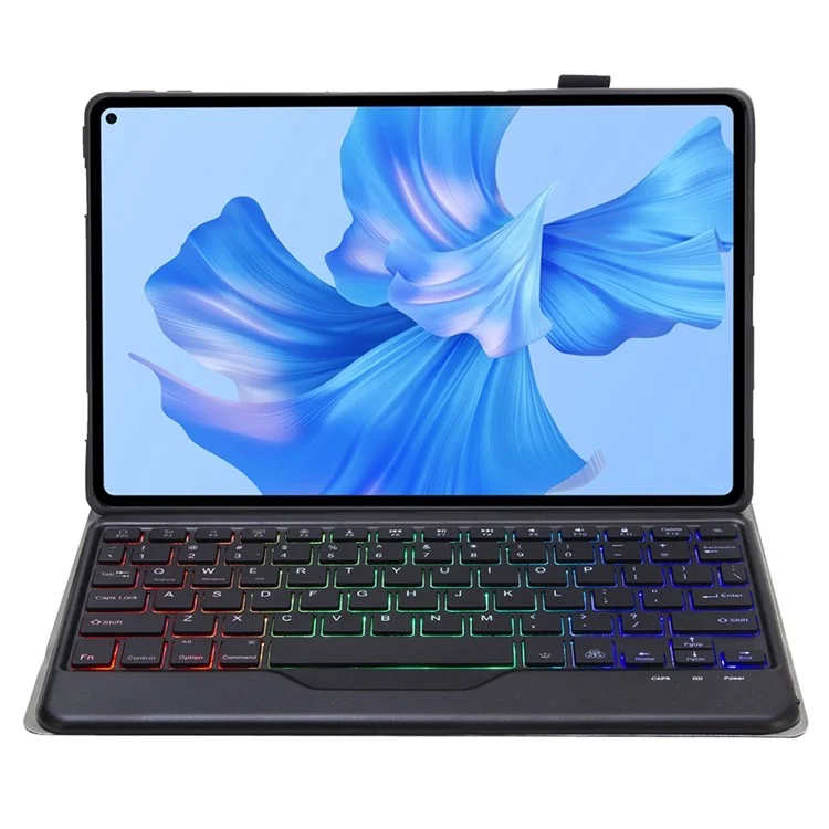 AHW12-BS Für Huawei Matepad Pro 11 (2022) Lederständer Schutzhülle Mit Abnehmbarer Dreifarbiger Backlight Bluetooth-tastatur - Schwarz