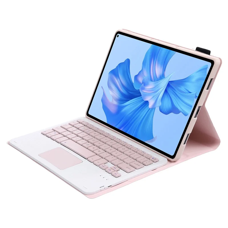 AHW12-A For Huawei MatePad Pro 11 (2022) Detachable Bluetooth-compatible Keyboard with TouchPad PU Leather+TPU Protective Case - Pink