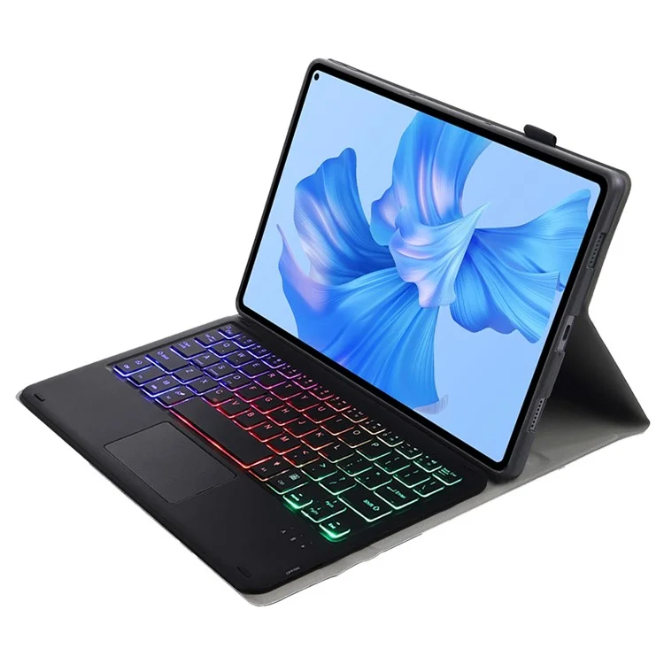 AHW12-AS Para Huawei Matepad Pro 11 (2022) Teclado Bluetooth de Bluetooth Com 3 Cores Com Touchpad PU Leather+TPU Anti-Fall Case - Preto