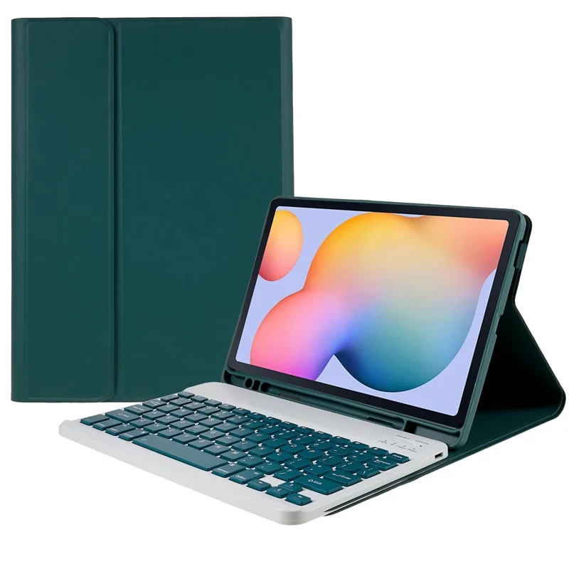 SK-P610 For Samsung Galaxy Tab S6 Lite (2024) / S6 Lite (2022) / S6 Lite (2020) SM-P610 Bluetooth-compatible Keyboard PU Leather Cover - Dark Green