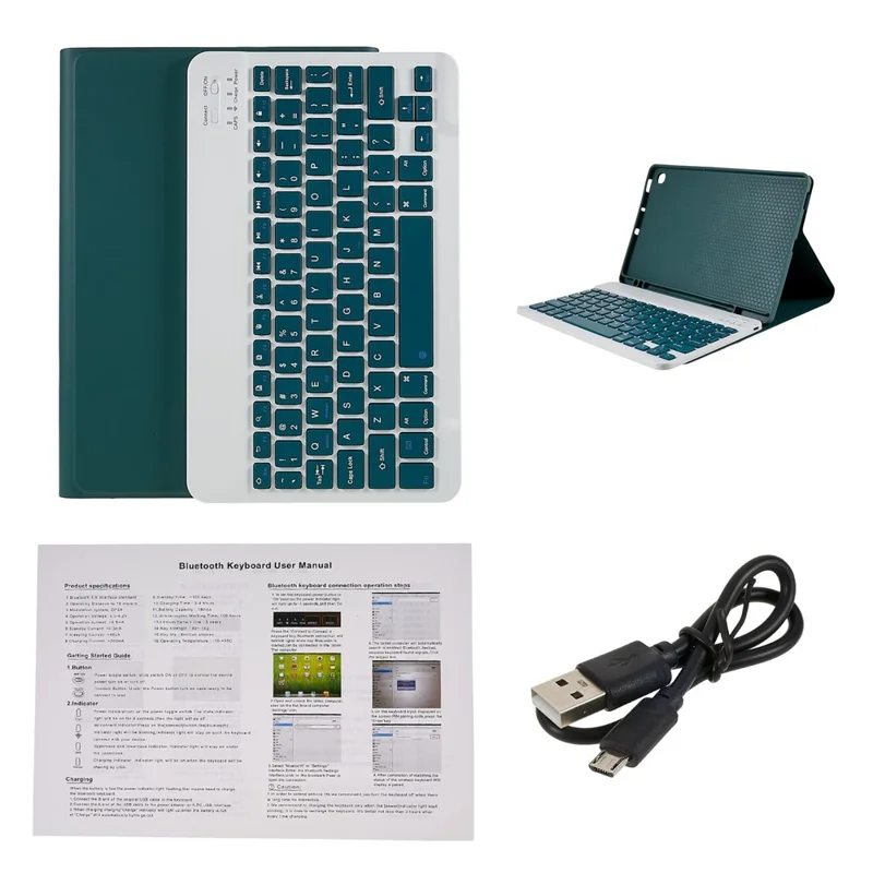 SK-P610 For Samsung Galaxy Tab S6 Lite (2024) / S6 Lite (2022) / S6 Lite (2020) SM-P610 Bluetooth-compatible Keyboard PU Leather Cover - Dark Green