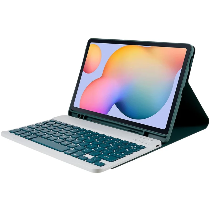SK-P610 For Samsung Galaxy Tab S6 Lite (2024) / S6 Lite (2022) / S6 Lite (2020) SM-P610 Bluetooth-compatible Keyboard PU Leather Cover - Dark Green