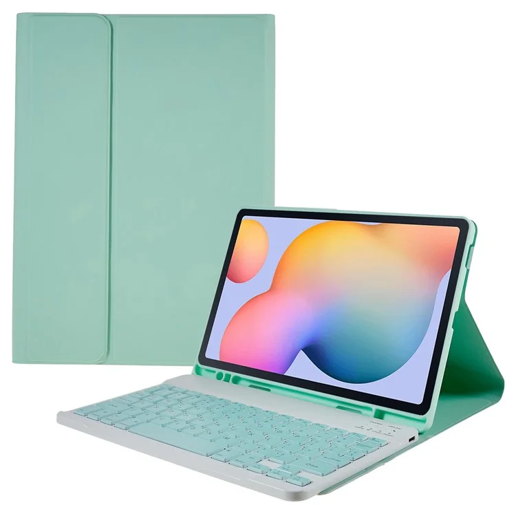 SK-P610 For Samsung Galaxy Tab S6 Lite (2024) / S6 Lite (2022) / S6 Lite (2020) SM-P610 Bluetooth-compatible Keyboard PU Leather Cover - Mint Green