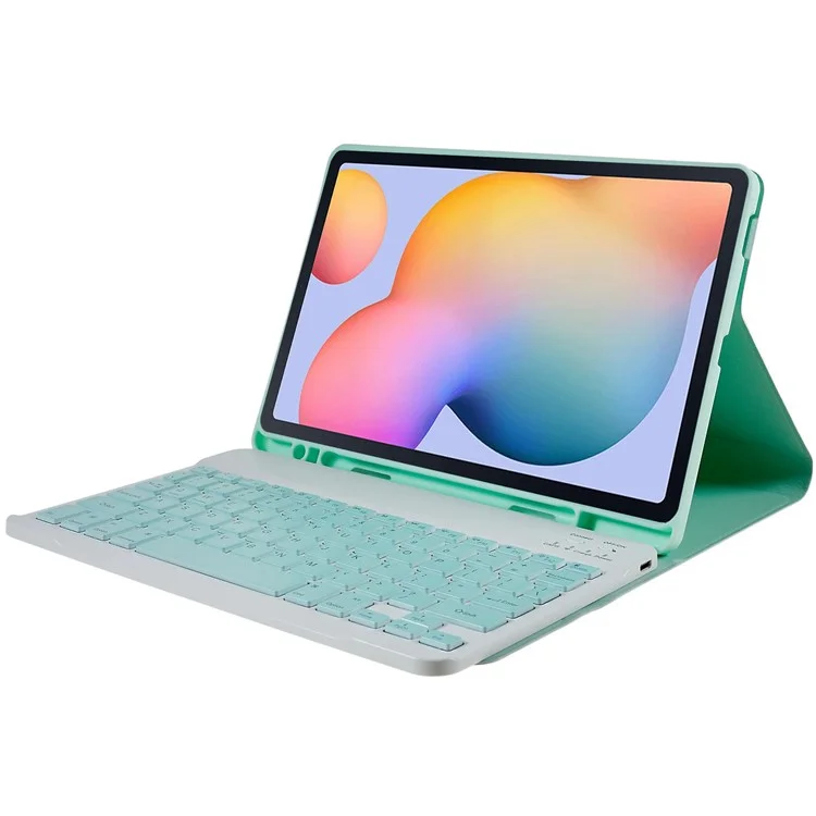SK-P610 For Samsung Galaxy Tab S6 Lite (2024) / S6 Lite (2022) / S6 Lite (2020) SM-P610 Bluetooth-compatible Keyboard PU Leather Cover - Mint Green