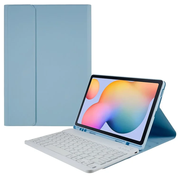 SK-P610D Para Samsung Galaxy Tab S6 Lite (2024) / S6 Lite (2022) / S6 Lite (2020) SM-P610 Teclado Bluetooth con Funda de Piel de PU - Azul Bebé