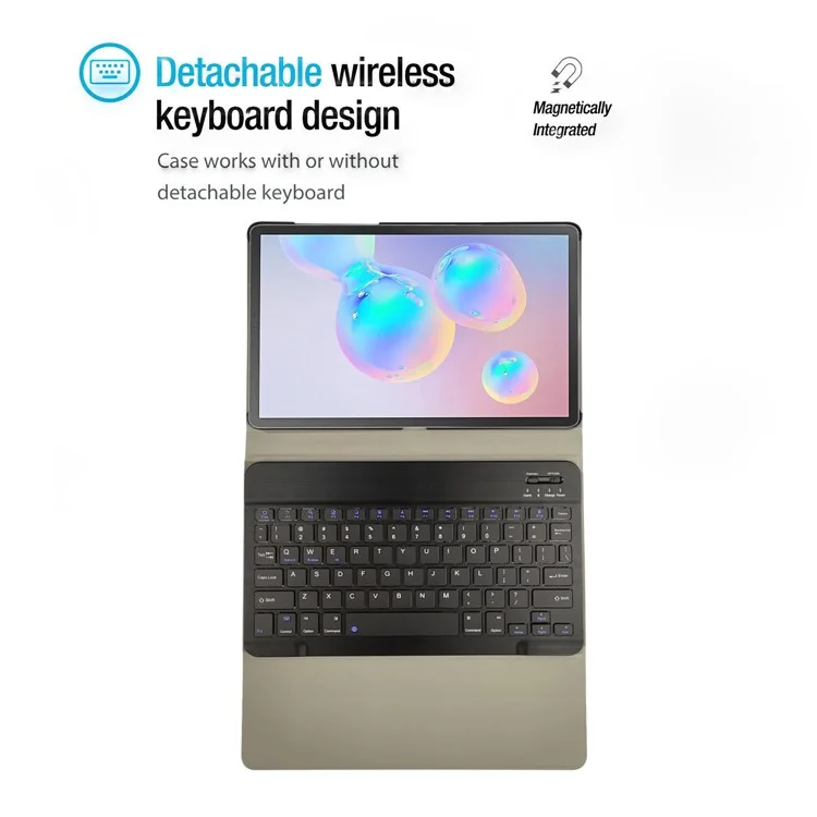 SK-T860 Pour Samsung Galaxy Tab S6 (SM-T860 / T865) Clavier Bluetooth Détachable Ultra-mince + Étui à Étoile en Cuir PU Avec Support de Crayon à Attachement Magnétique