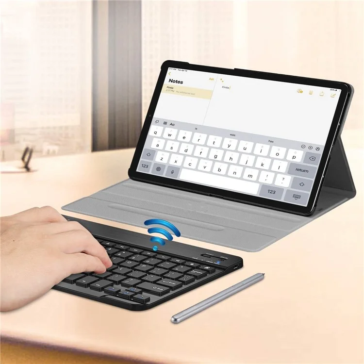 SK-T860 Pour Samsung Galaxy Tab S6 (SM-T860 / T865) Clavier Bluetooth Détachable Ultra-mince + Étui à Étoile en Cuir PU Avec Support de Crayon à Attachement Magnétique