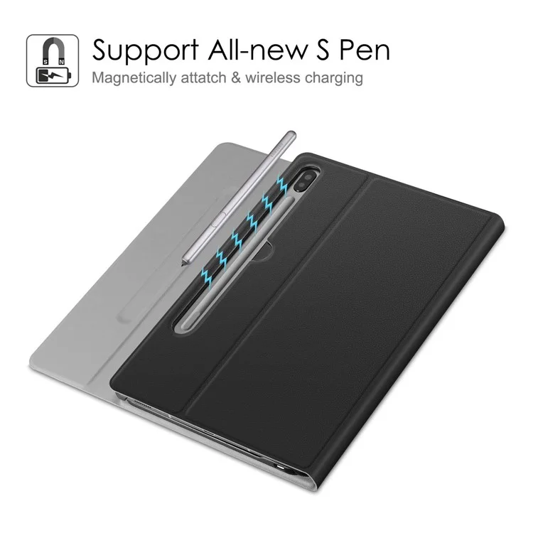 SK-T860 Pour Samsung Galaxy Tab S6 (SM-T860 / T865) Clavier Bluetooth Détachable Ultra-mince + Étui à Étoile en Cuir PU Avec Support de Crayon à Attachement Magnétique