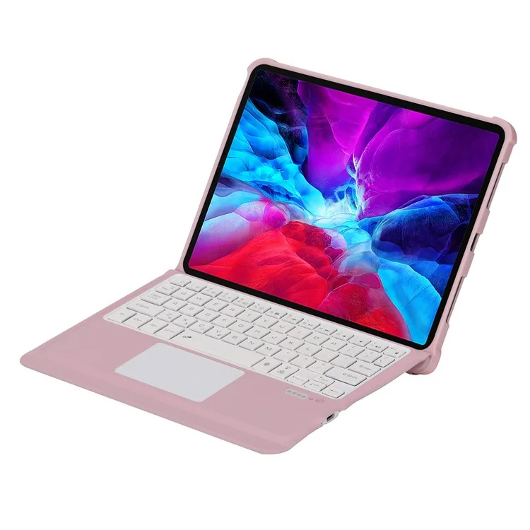 T207D Für iPad Air (2020) / (2022) PU-Lederschutz gegen Stürze + abnehmbare Bluetooth-Tastatur mit Touchpad - Pink