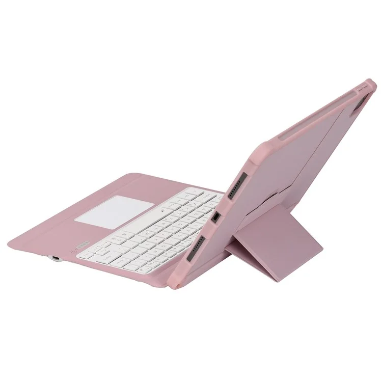 T207D Für iPad Air (2020) / (2022) PU-Lederschutz gegen Stürze + abnehmbare Bluetooth-Tastatur mit Touchpad - Pink