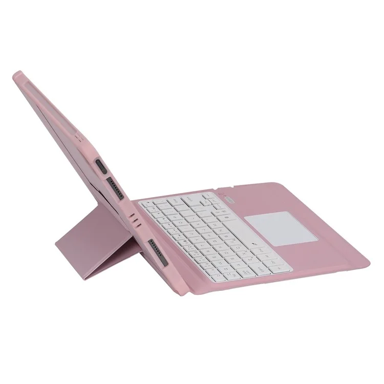 T207D Für iPad Air (2020) / (2022) PU-Lederschutz gegen Stürze + abnehmbare Bluetooth-Tastatur mit Touchpad - Pink