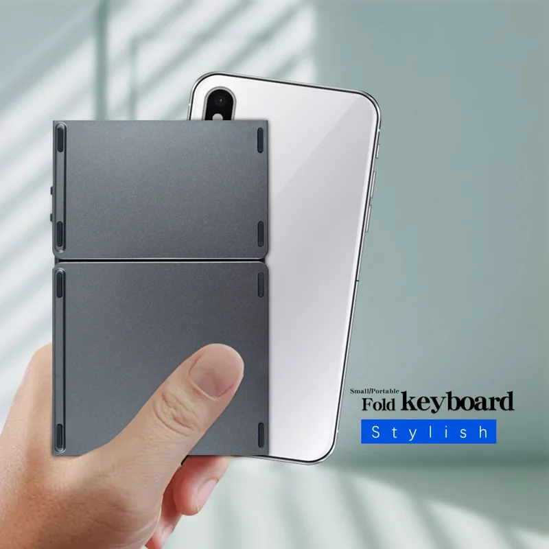 B033 Portable Tri-fold Bluetooth-compatible Keyboard Universal Laptop Tablet Phone Wireless Keyboard with Touchpad - White