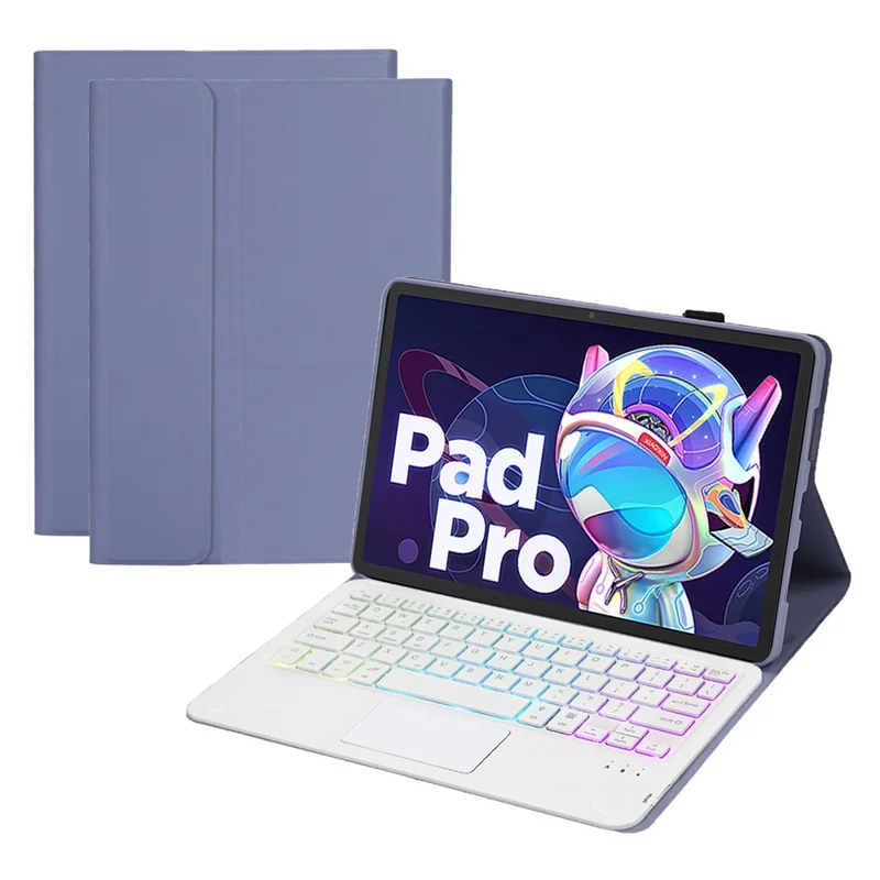 AM18-AS For Lenovo Pad Pro 2022 11.2-inch Detachable Bluetooth-compatible Keyboard Case with 3-Color Backlit / TouchPad Anti-Drop Protective Case - Purple