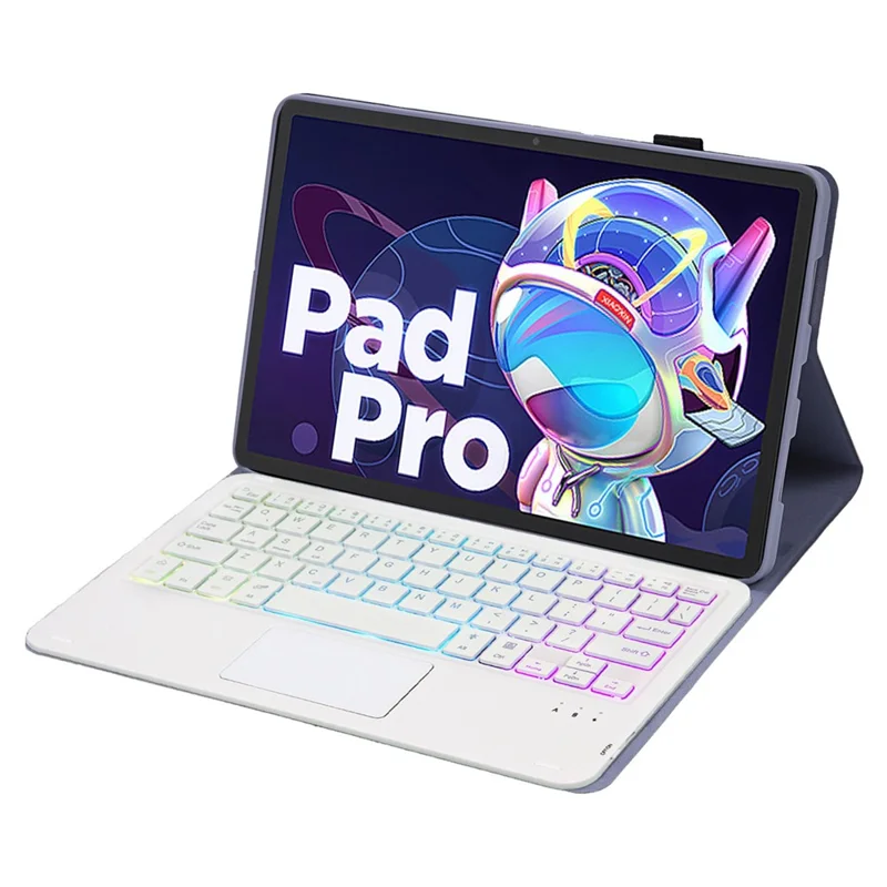 AM18-AS For Lenovo Pad Pro 2022 11.2-inch Detachable Bluetooth-compatible Keyboard Case with 3-Color Backlit / TouchPad Anti-Drop Protective Case - Purple