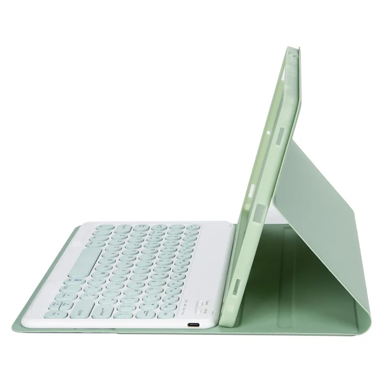 yt11b per ipad air (2020) /(2022) / ipad pro 11 (2018) /(2020) /(2021) /(2022) bluetooth case di protezione della tastiera bluetooth copertina di pelle antidrop con slot a penna / in piedi - verde chiaro