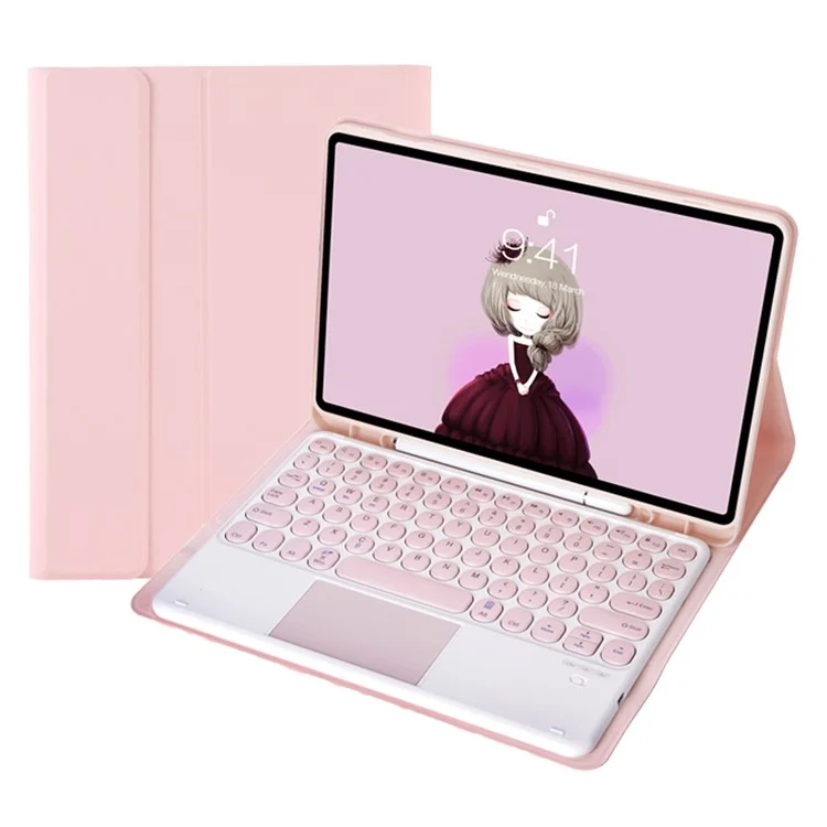YT11B-A For iPad Air 11 (2025) / (2024) / Air (2020) / (2022) / Pro 11 (2018) / (2020) / (2021) / (2022) Bluetooth-compatible Keyboard Stand Case - Pink