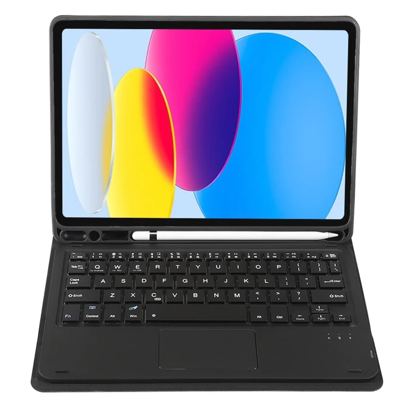A10B-A for iPad (2025) / 10.9 (2022) Pen Slot Design Leather + TPU Tablet Protective Stand Cover with Touchpad Bluetooth Keyboard - Black