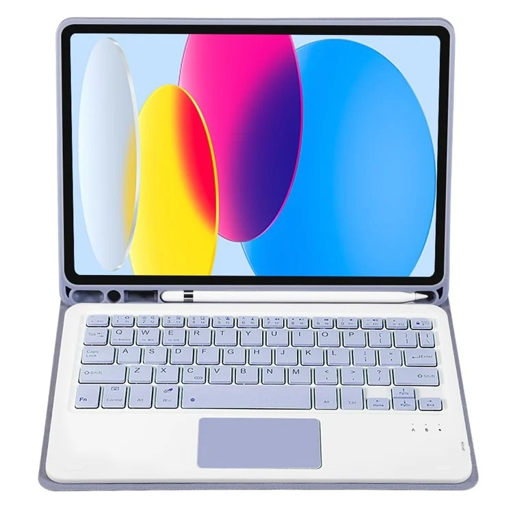 A10B-A Pour Ipad 10.9 (2022) Pen Conception de Slot Cuir + TPU Tablette de Protection Couvercle Avec Clavier Bluetooth Tactile - Violet