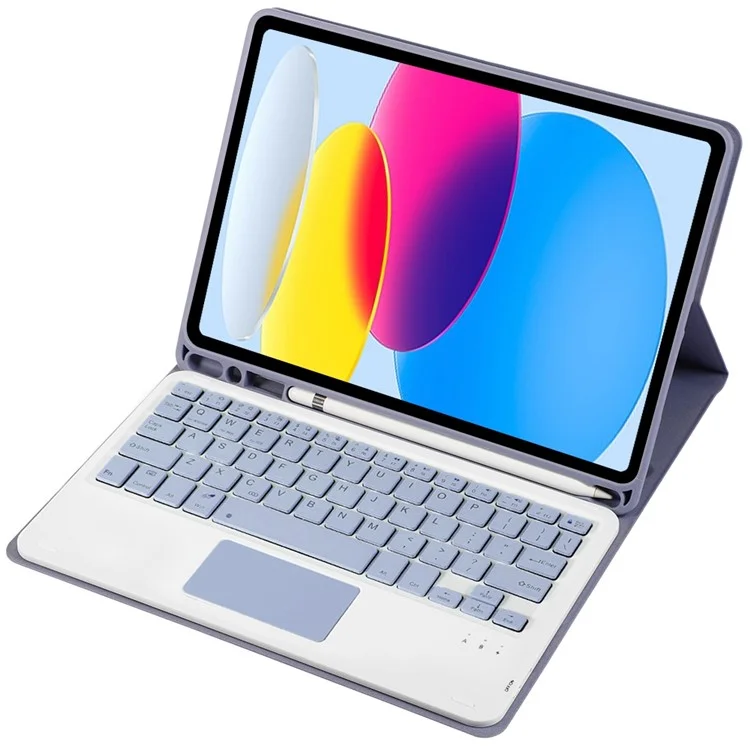 A10B-A Pour Ipad 10.9 (2022) Pen Conception de Slot Cuir + TPU Tablette de Protection Couvercle Avec Clavier Bluetooth Tactile - Violet