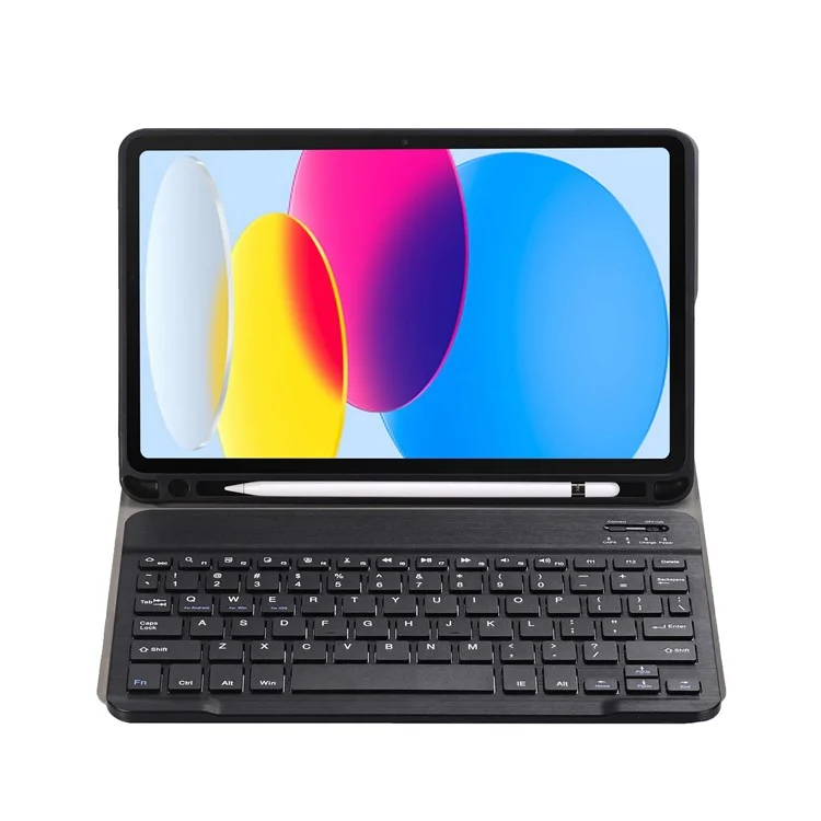 A10B pour iPad 10.9 (2022) Conception avec fente pour stylet, support pliable en cuir et TPU, housse de protection pour tablette avec clavier Bluetooth - Noir