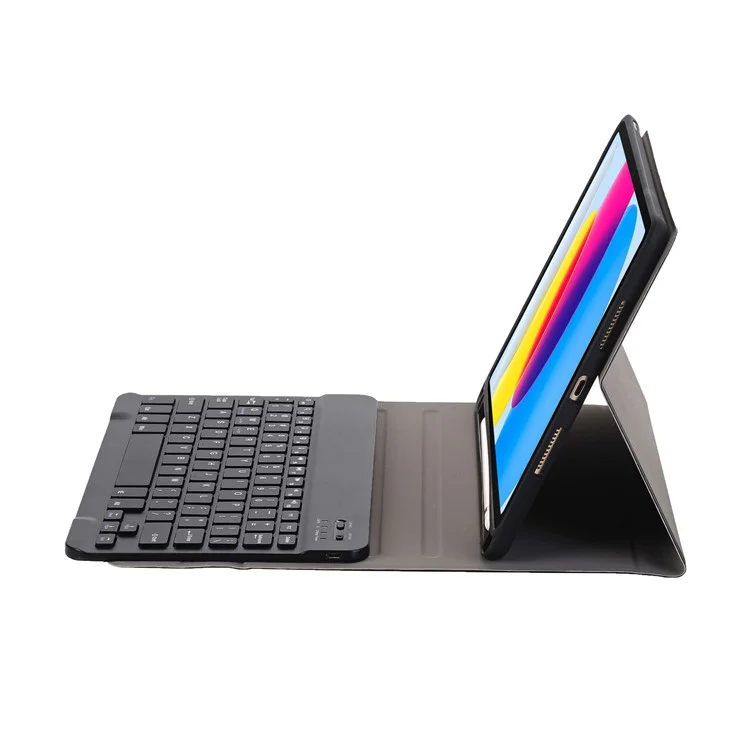 A10B pour iPad 10.9 (2022) Conception avec fente pour stylet, support pliable en cuir et TPU, housse de protection pour tablette avec clavier Bluetooth - Noir