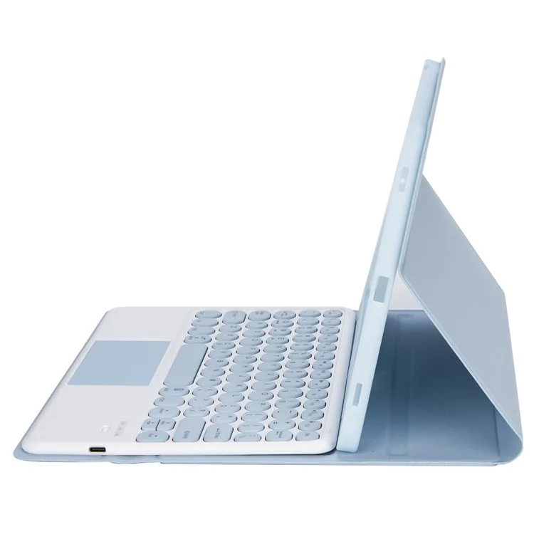 YA10B-A for iPad (2025) / 10.9 (2022) Leather + TPU Tablet Stylus Holder Protective Cover with Bluetooth-Compatible Keyboard - Baby Blue