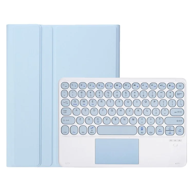 YA10B-A for iPad (2025) / 10.9 (2022) Leather + TPU Tablet Stylus Holder Protective Cover with Bluetooth-Compatible Keyboard - Baby Blue