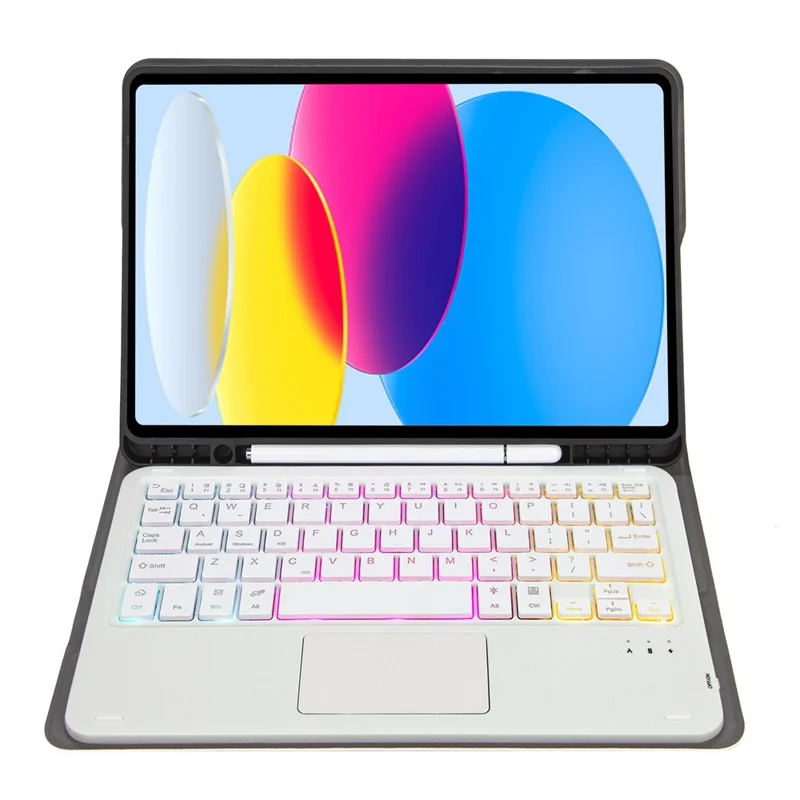 A10B-AS for iPad (2025) / 10.9 (2022) Leather + TPU Tablet Stand Cover + Detachable Backlit Bluetooth-Compatible Keyboard with Touchpad - Rose Gold